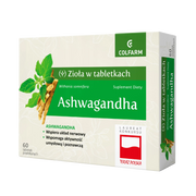 Ashwagandha Colfarm – opakowanie produktu, suplement diety 60 tabletek