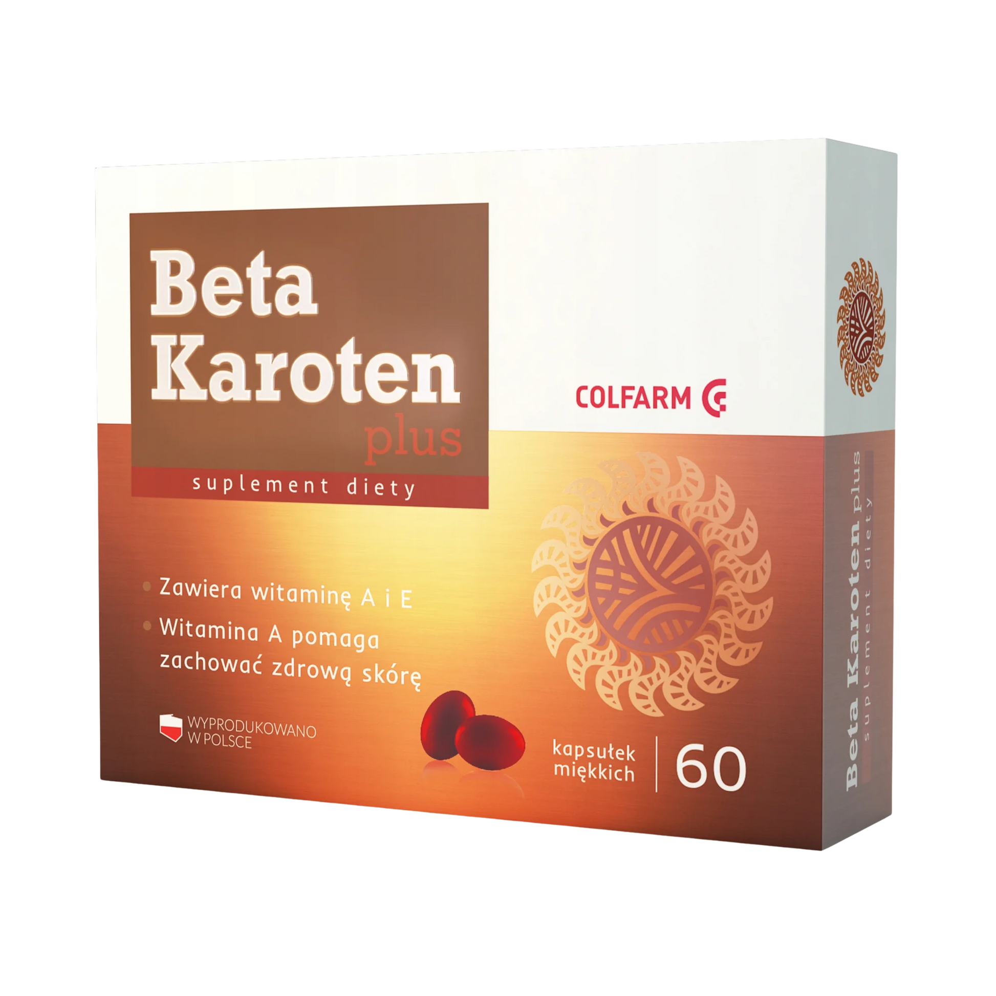 Beta Karoten Plus Colfarm – opakowanie produktu, suplement diety 60 kapsułek
