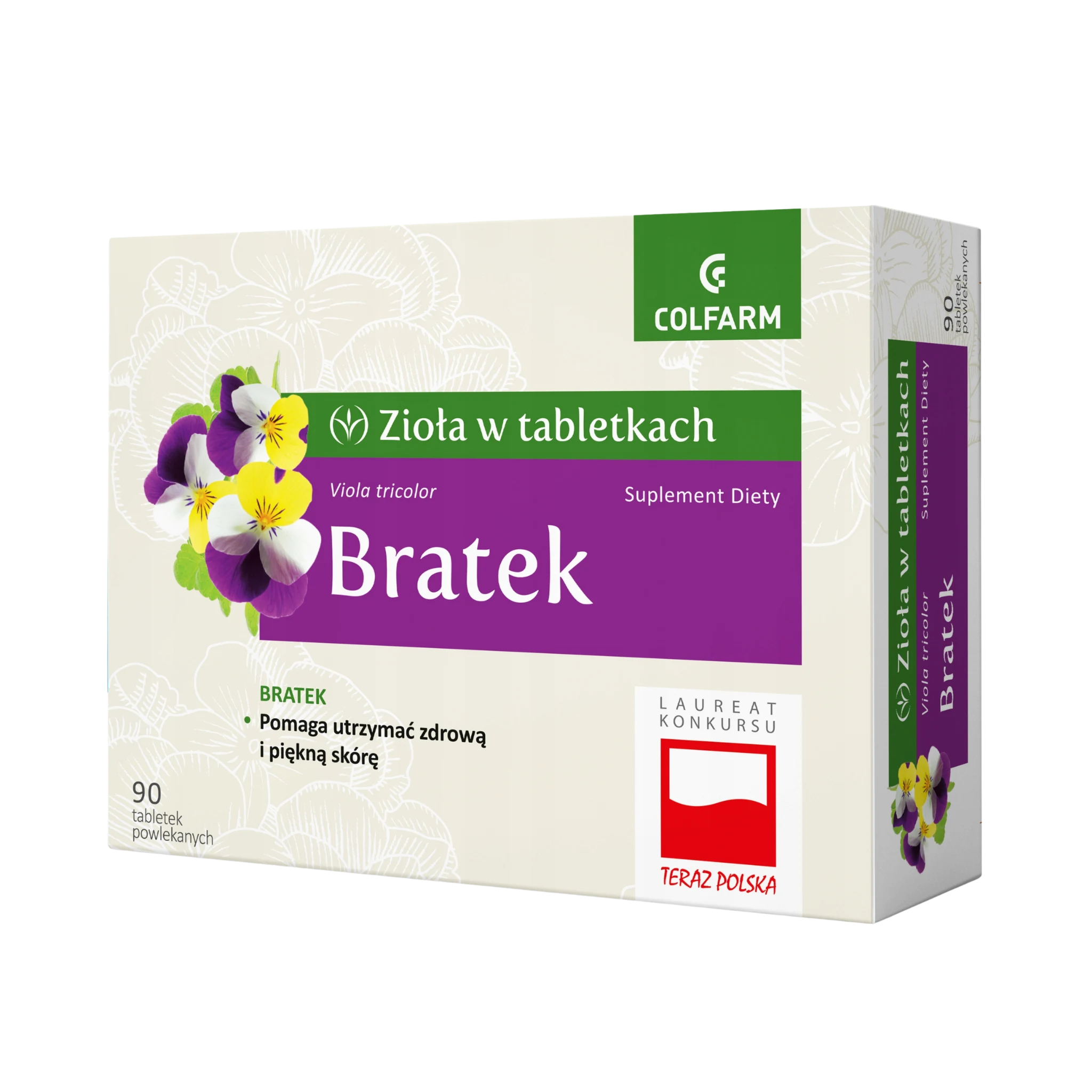 Bratek Colfarm – opakowanie produktu, suplement diety 90 tabletek