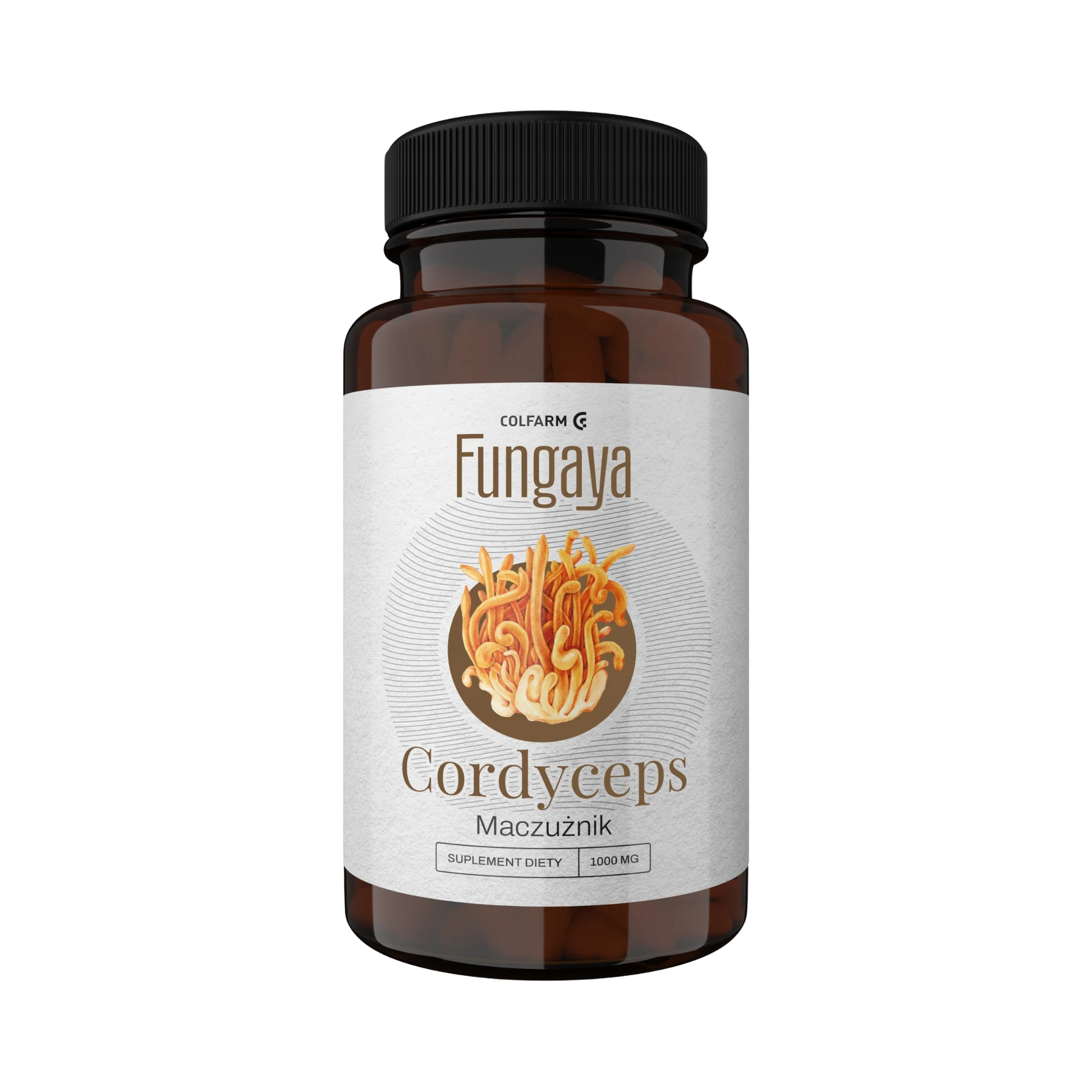 Front opakowania Colfarm Fungaya Cordyceps Maczużnik 1000 mg, 60 kapsułek