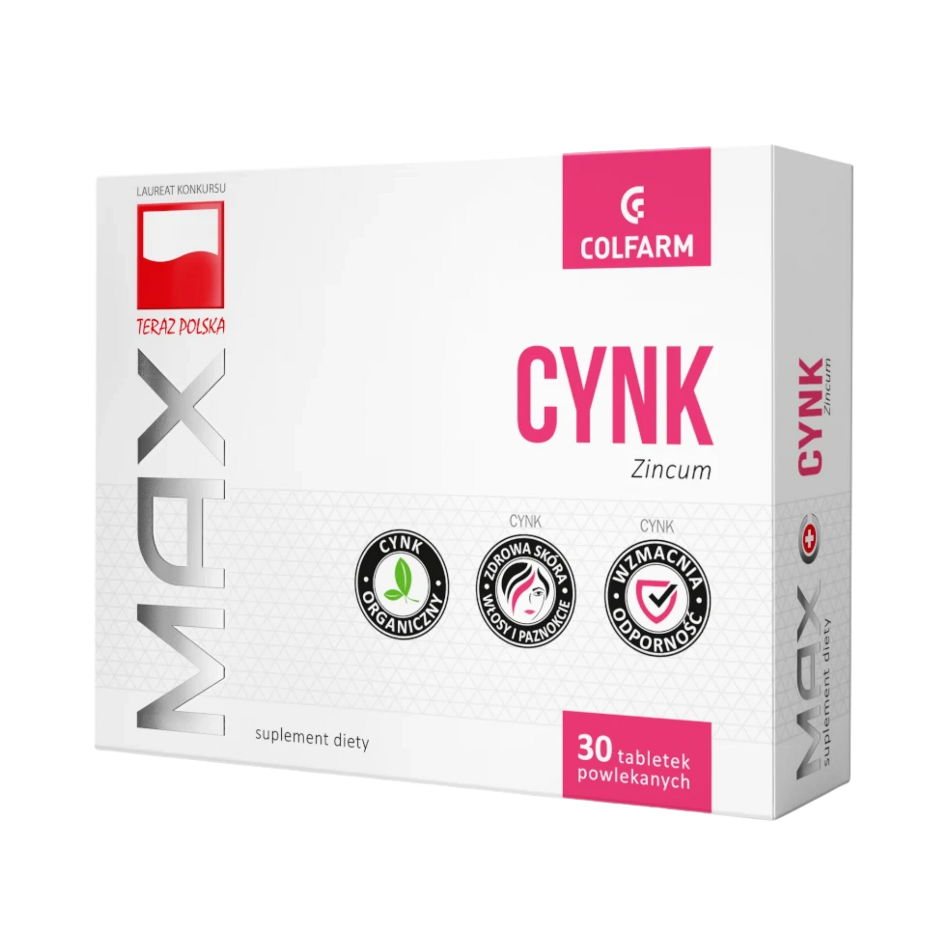 Colfarm Max Cynk – suplement diety, 30 tabletek powlekanych