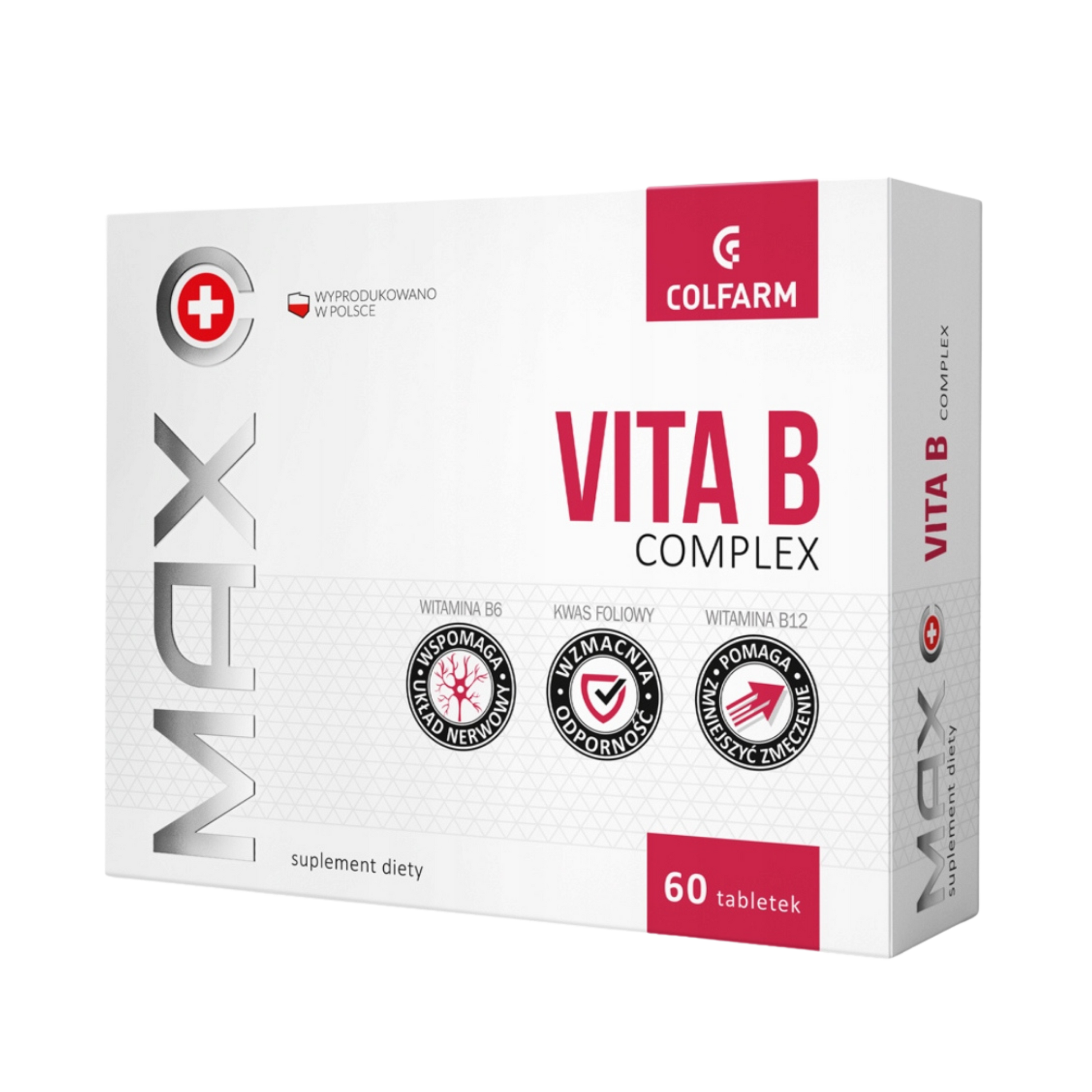 Front opakowania Colfarm Max Vita B Complex, 60 tabletek
