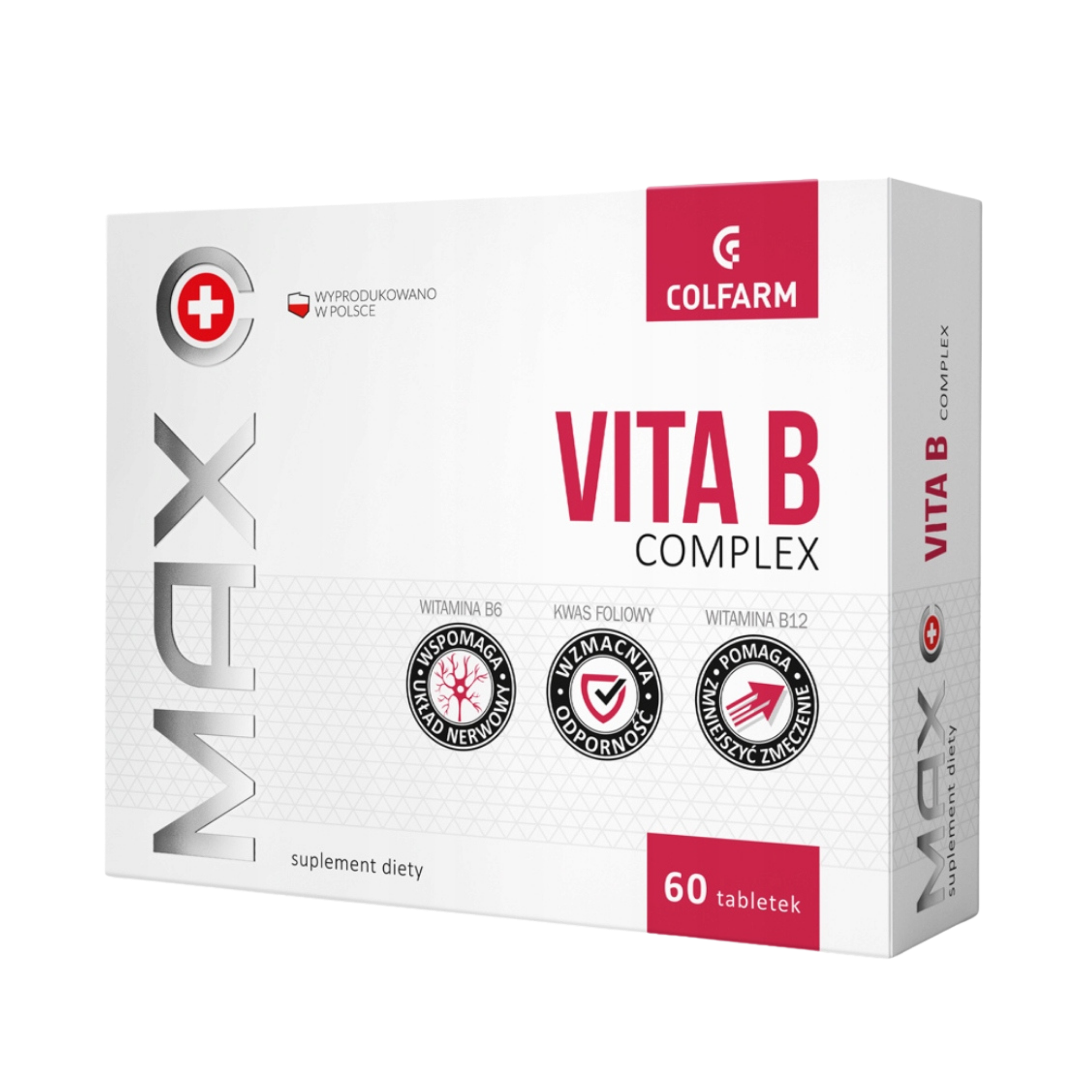 Front opakowania Colfarm Max Vita B Complex, 60 tabletek