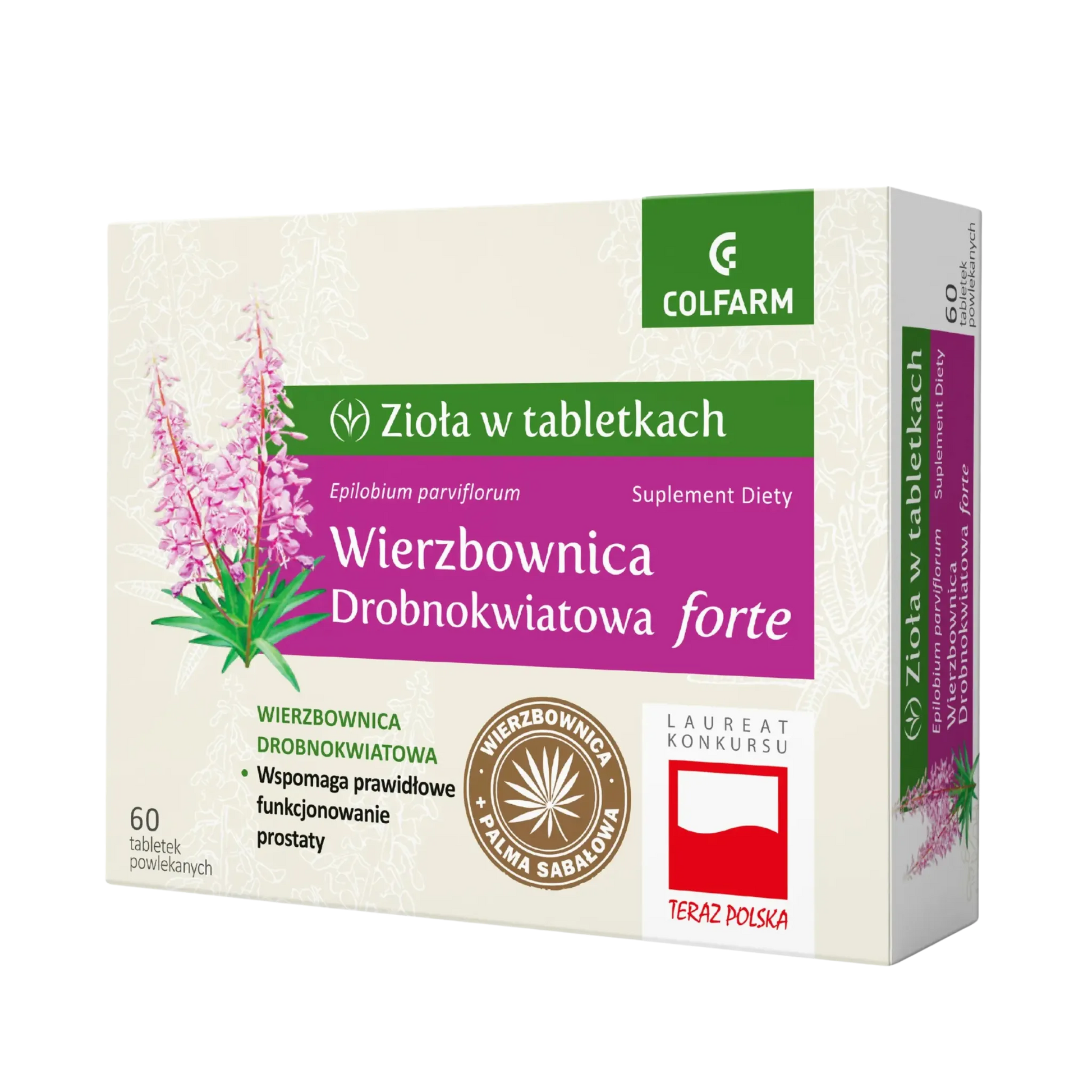 Colfarm Wierzbownica drobnokwiatowa forte – suplement diety, 60 tabletek powlekanych, opakowanie produktu