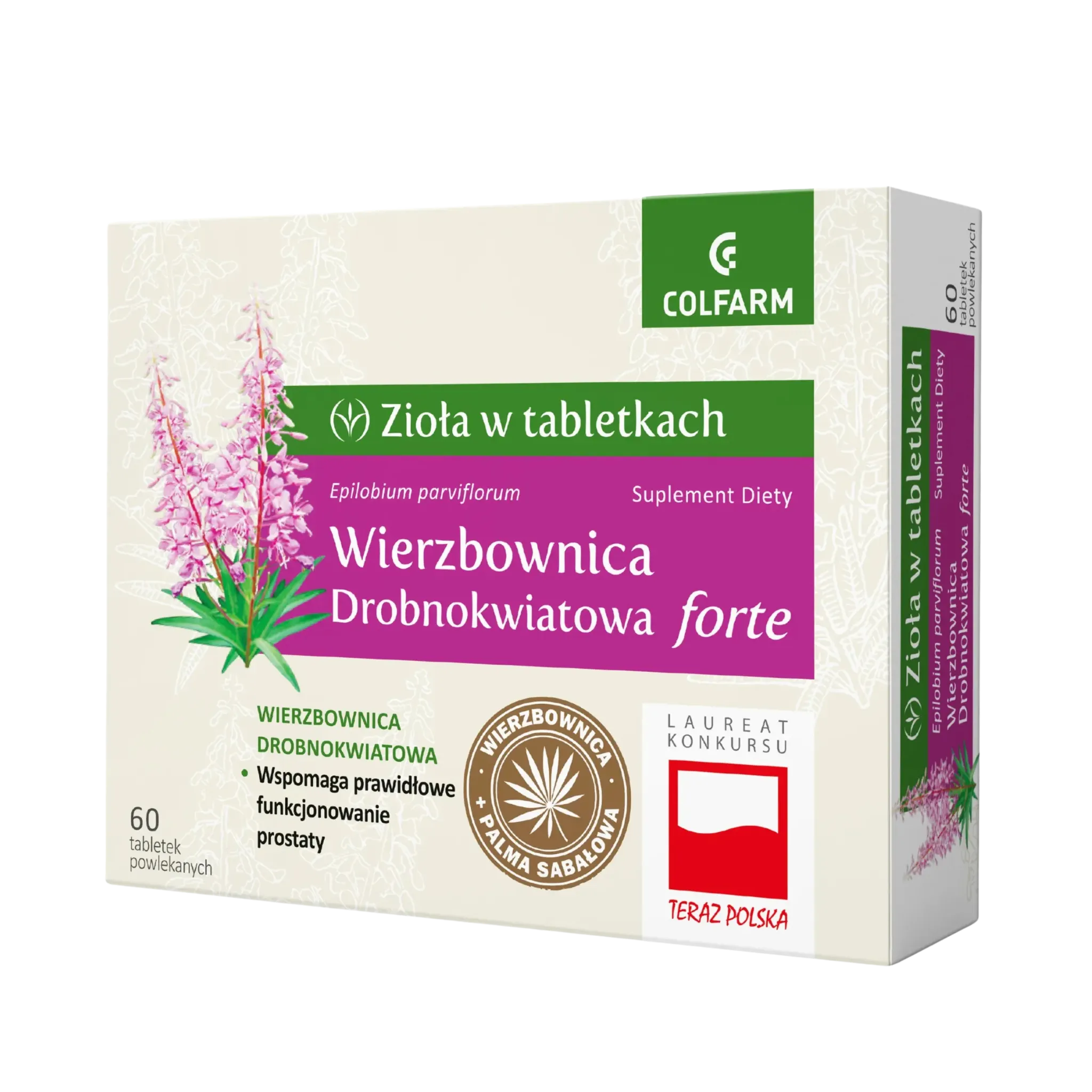 Colfarm Wierzbownica drobnokwiatowa forte – suplement diety, 60 tabletek powlekanych, opakowanie produktu
