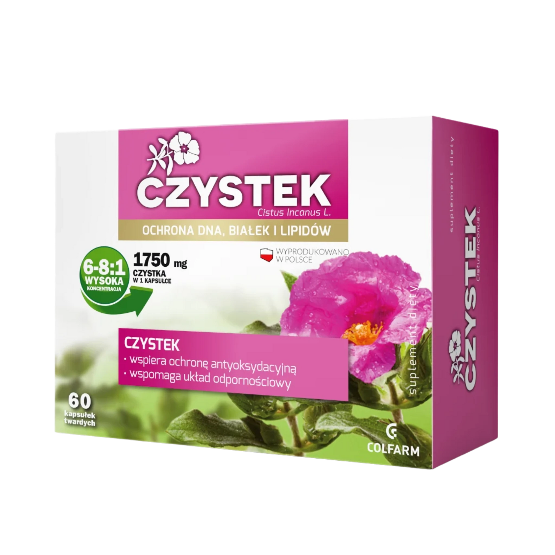 Czystek Colfarm – opakowanie produktu, suplement diety 60 kapsułek