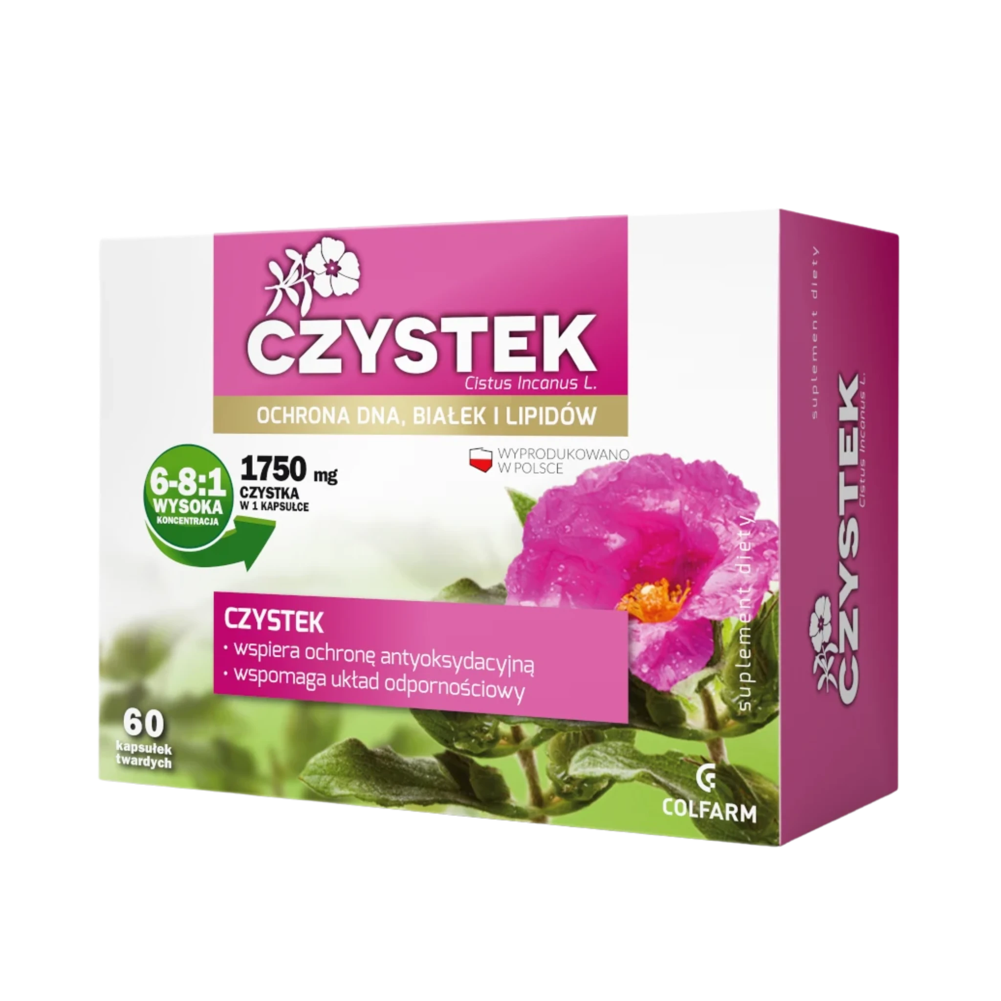 Czystek Colfarm – opakowanie produktu, suplement diety 60 kapsułek