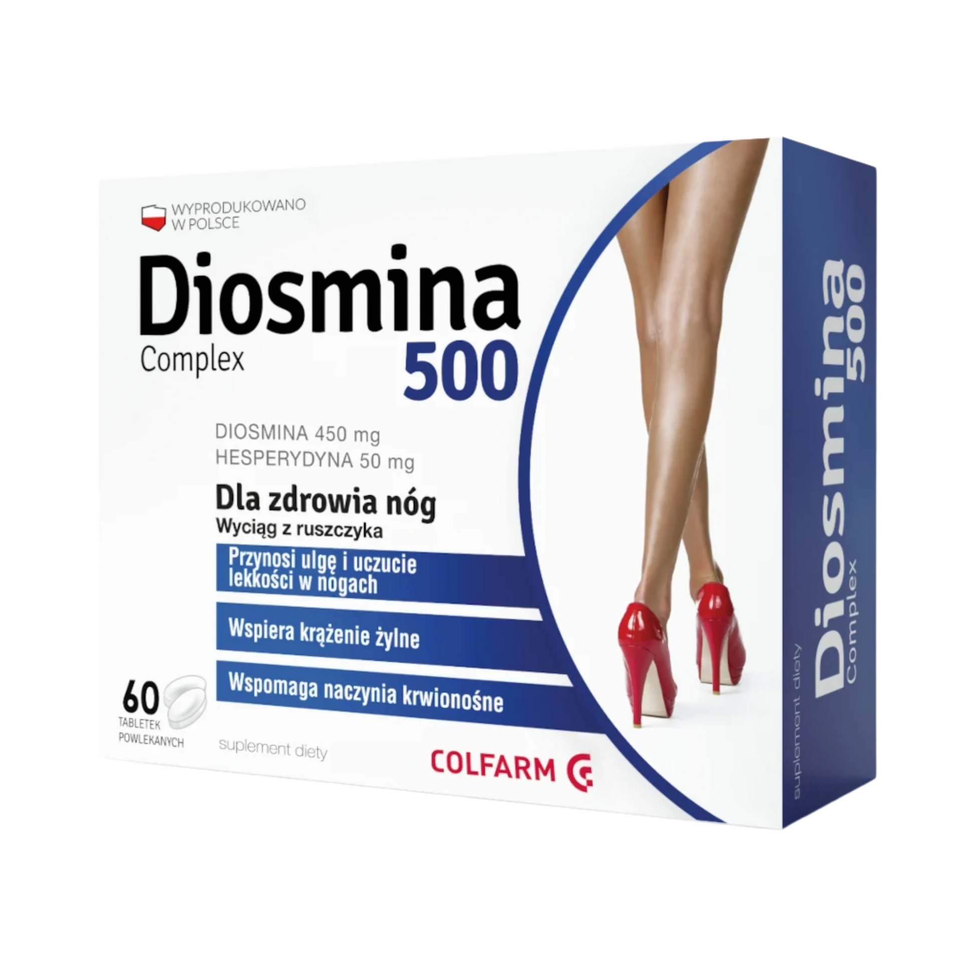 Diosmina 500 Complex Colfarm – opakowanie produktu, suplement diety 60 tabletek