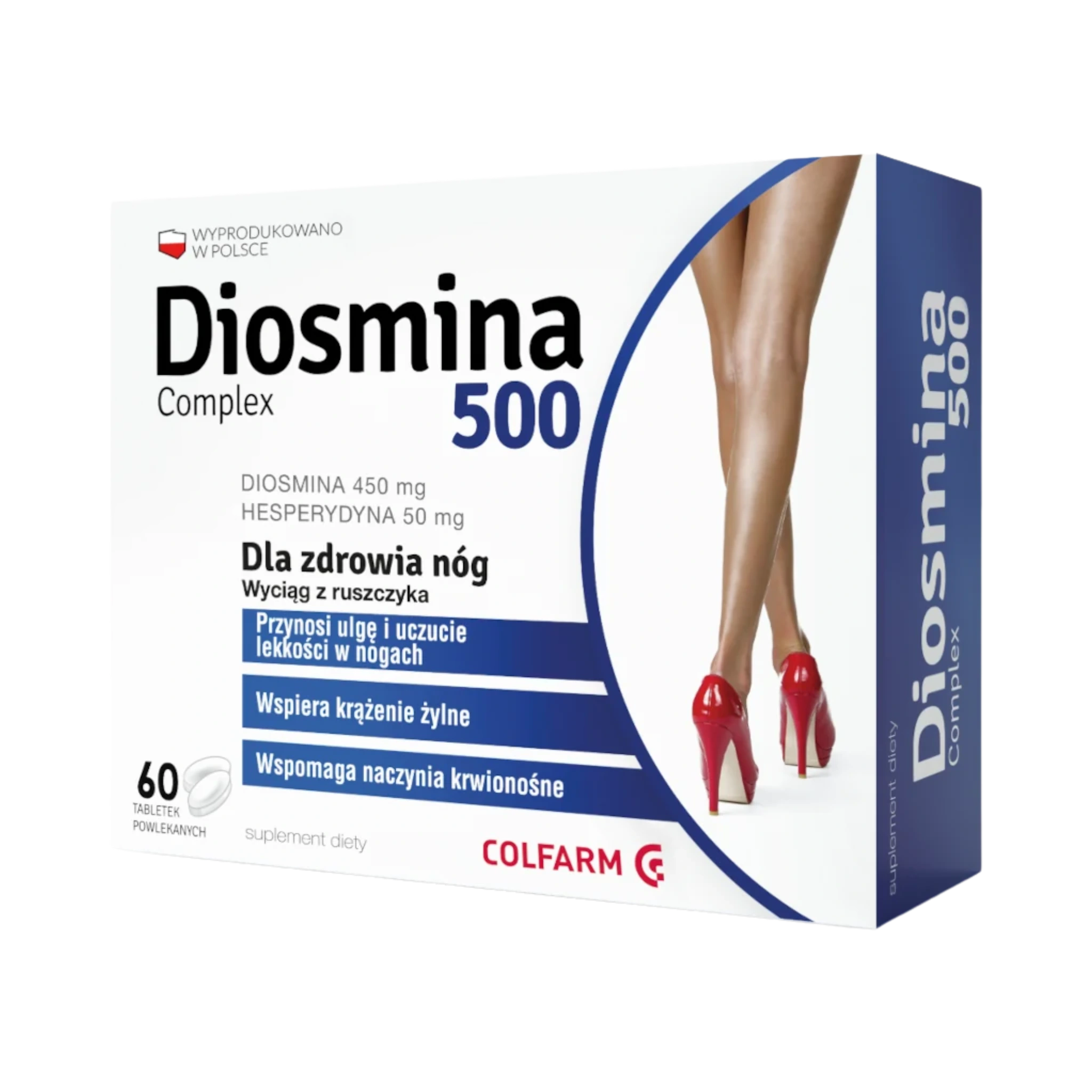 Diosmina 500 Complex Colfarm – opakowanie produktu, suplement diety 60 tabletek