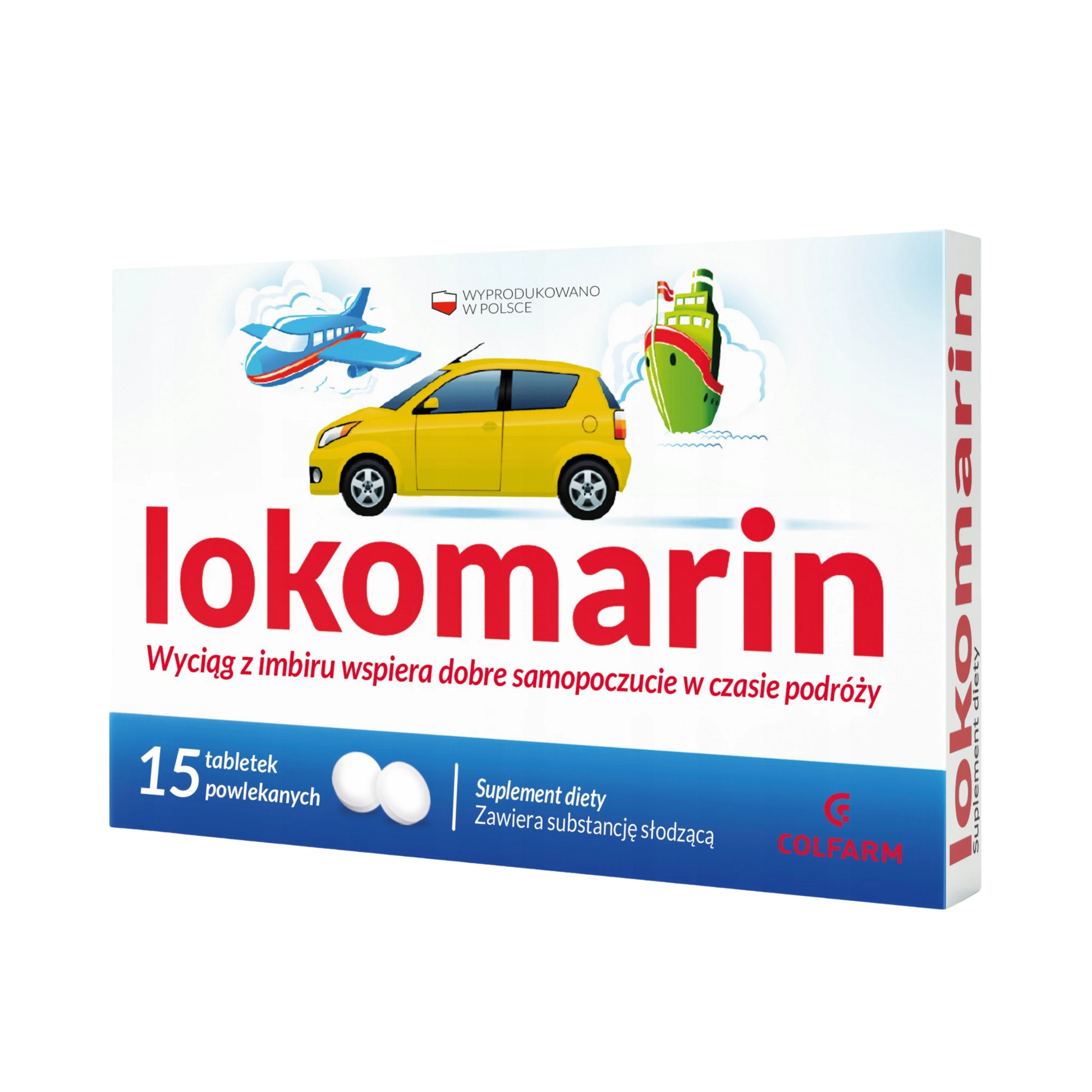 Lokomarin Colfarm – opakowanie produktu, suplement diety 15 tabletek