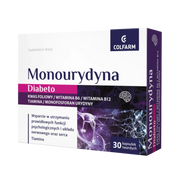 Monourydyna Diabeto Colfarm – opakowanie suplementu diety 30 kapsułek twardych z grafiką układu nerwowego
