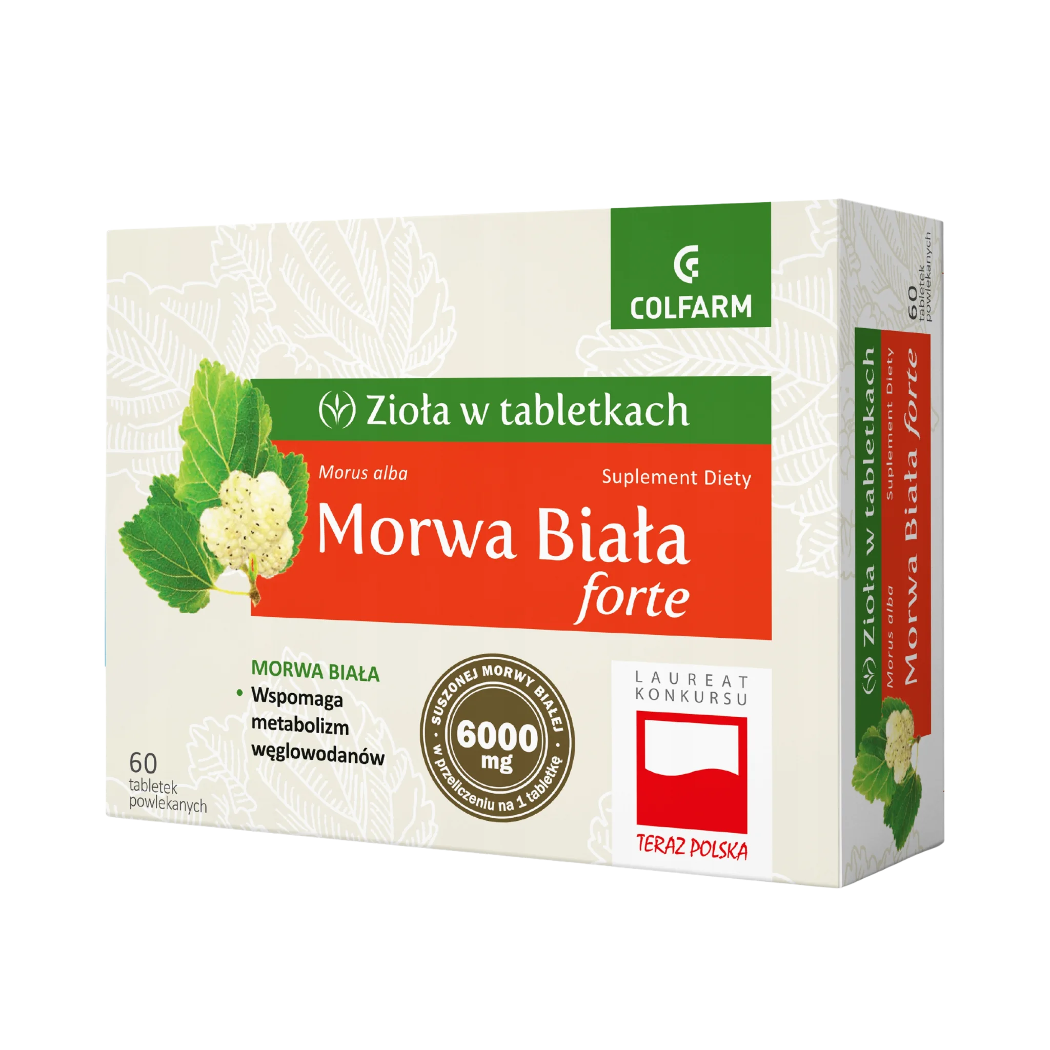 Morwa Biała Forte Colfarm – opakowanie produktu, suplement diety 60 tabletek