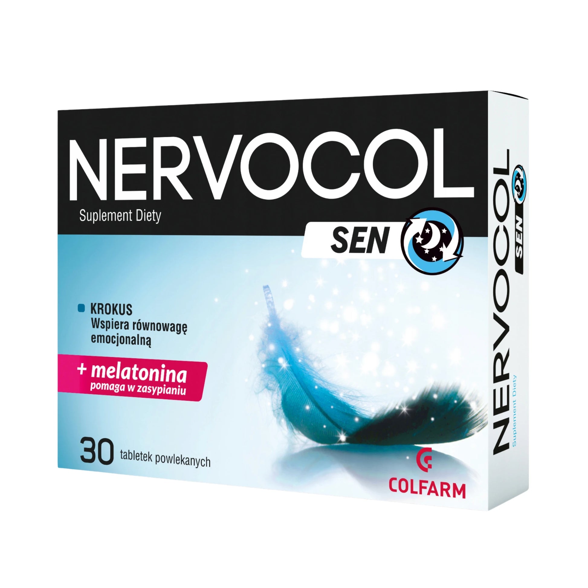 Nervocol Sen Colfarm – opakowanie produktu, suplement diety 30 tabletek