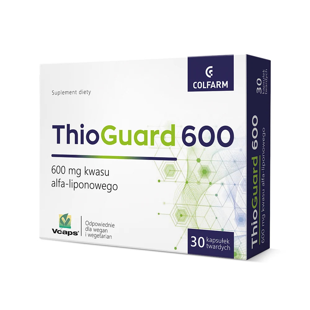 Colfarm ThioGuard 600 – kwas alfa-liponowy ALA 600 mg, 30 kapsułek roślinnych Vcaps®
