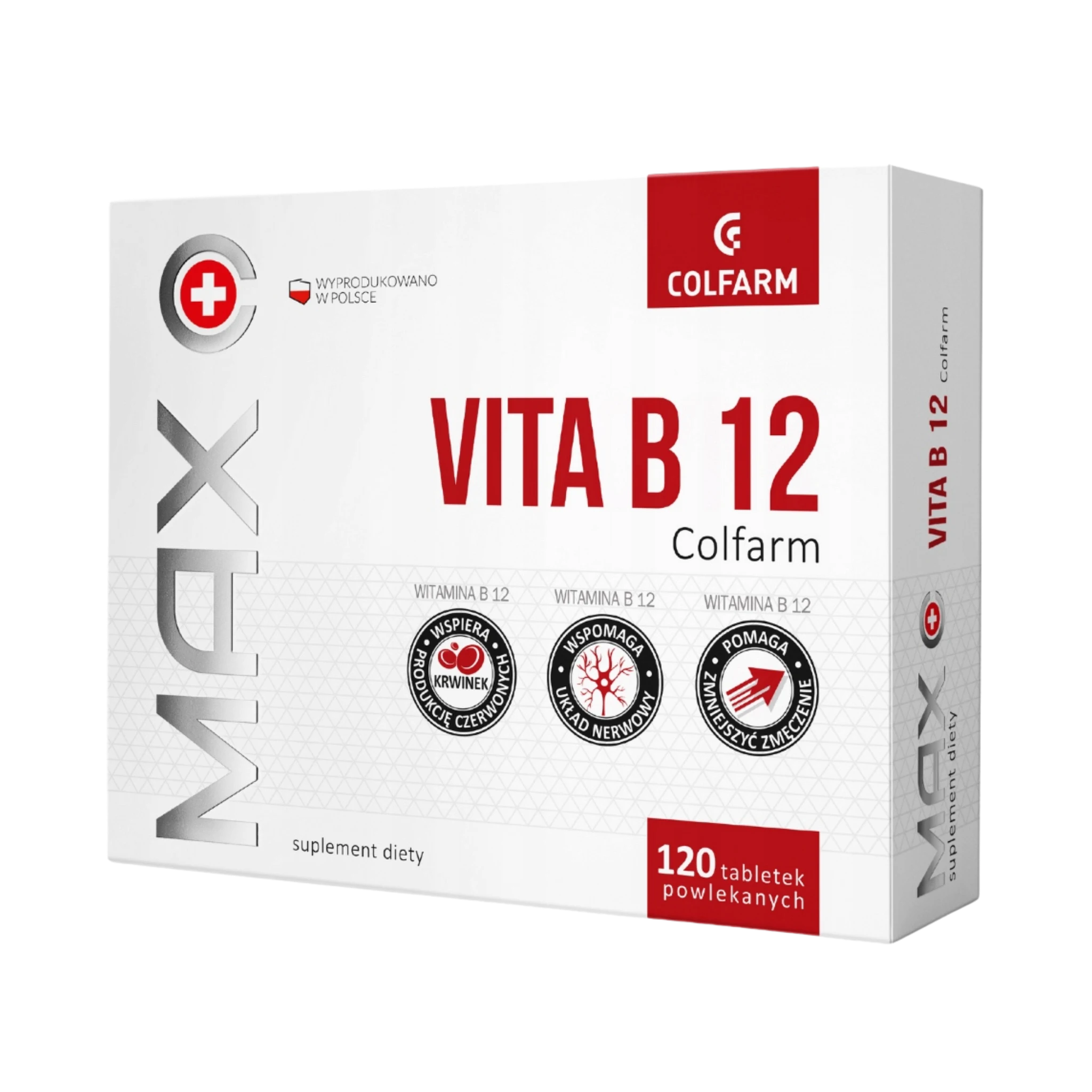 Vita B12 Colfarm – opakowanie produktu, suplement diety 120 tabletek