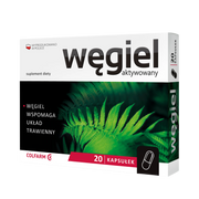 Węgiel Aktywowany Colfarm – opakowanie produktu, suplement diety 20 kapsułek