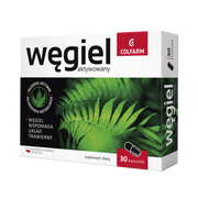 Węgiel Aktywowany Colfarm – opakowanie produktu, suplement diety 30 kapsułek