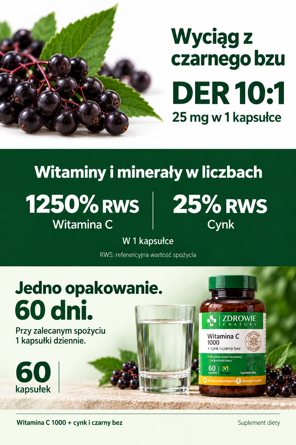Witamina C 1000 mg + Cynk i Czarny Bez (60 kaps.)