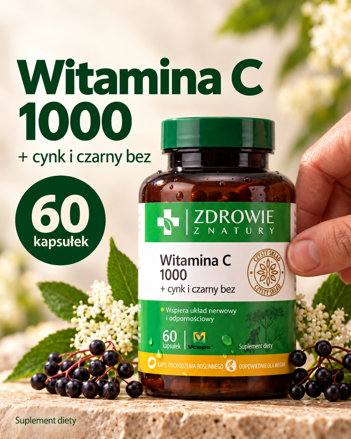 Witamina C 1000 mg + Cynk i Czarny Bez (60 kaps.)